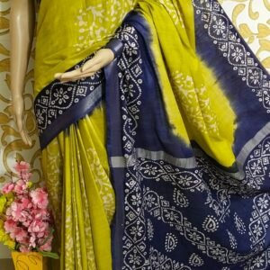 Cotton slub batik print saree