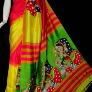 Pure murshidabad silk hand painted saree