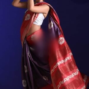 Pure zari border tussar hand block print saree