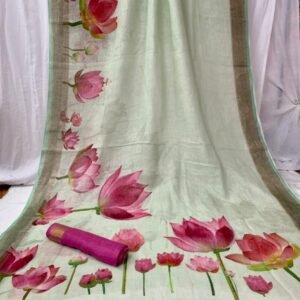 Exclusive pure linen digital printed saree