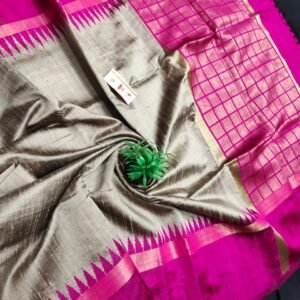 Pure raw silk temple border saree