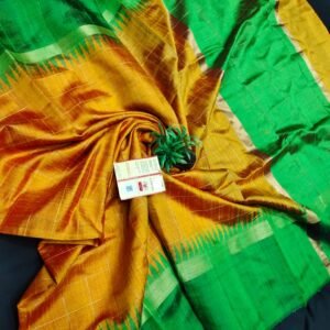 Pure raw silk temple border saree