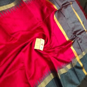 Pure raw silk temple border saree