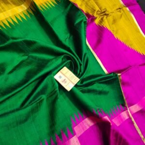 Pure raw silk temple border saree