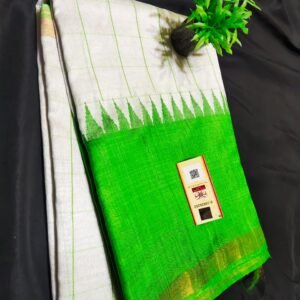 Pure raw silk temple border saree