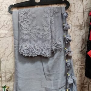 Pure chinnon saree with designer blouse