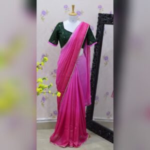 Beautiful Pink Dual shaded pure georgette saree