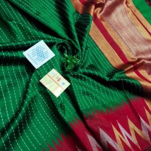 Pure raw silk temple border saree