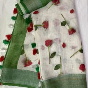 Exclusive pure linen digital printed saree