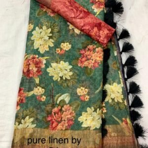 Exclusive pure linen digital printed saree