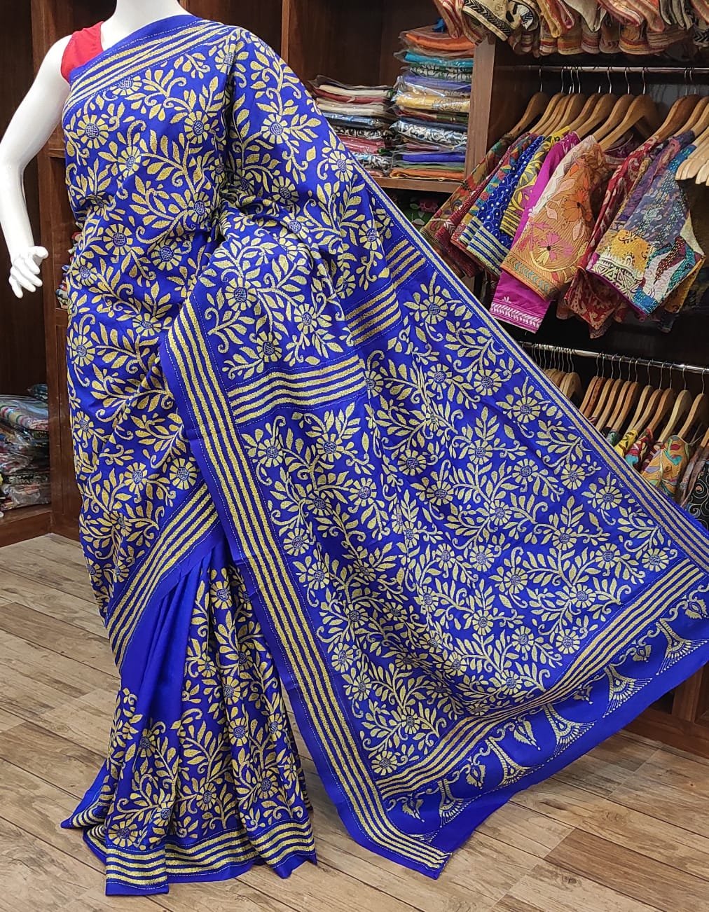 Buy 3D Silk Kantha Stitch Saree Online at best price